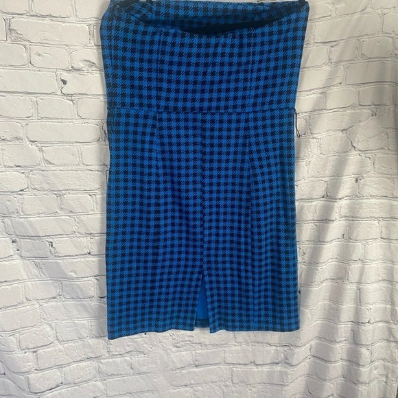 5/$20 Women’s Go International Houndstooth Strapless Dress size 12 Black Blue - Picture 4 of 6